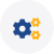 illustrated icon of one large and two small gears