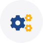 illustrated icon of one large and two small gears