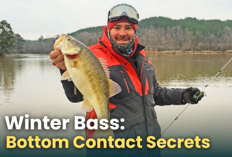 Winter jig fishing for bass.